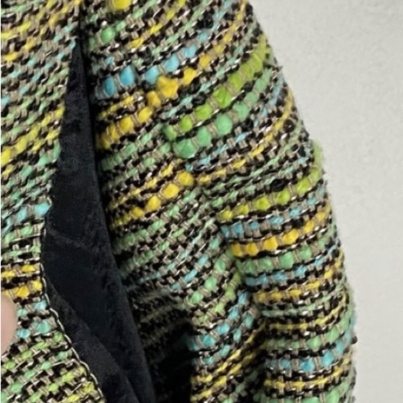 Shoshanna Green Stripe Silk Blend Metallic Sleeveless Tweed Dress - Size 6 - Picture 7 of 9